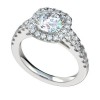 Platinum Diamond Engagement Ring with Diamond Accents in a Halo shape