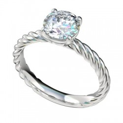 Platinum Diamond Solitaire Rope Engagement Rings PWRR1089HC