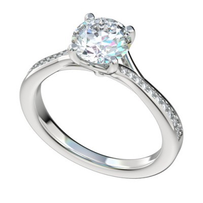 Platinum Split Bypass Engagement Ring with Bead Bright Setting PWRR1094HC